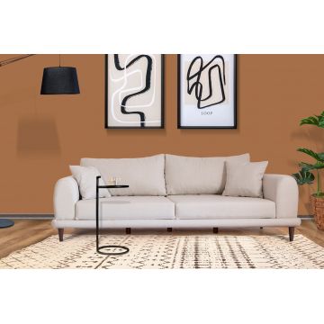 Canapea fixă 3 locuri Nero - NQ6-174, Ecru, 220x90x68 cm - Crem