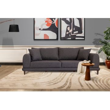 Canapea fixă 3 locuri Nero - NQ6-175, Gri închis, 220x90x68 cm - Gri