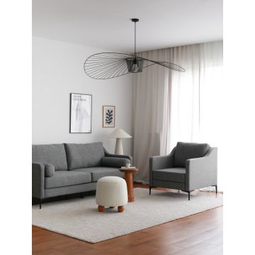 Canapea fixă 3 locuri Nordi Metal, Gri, 196x93x82 cm - Gri