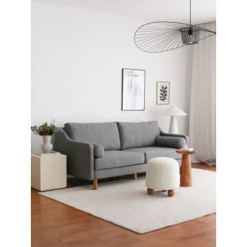 Canapea fixă 3 locuri Nordi Wood, Gri, 196x93x82 cm - Gri