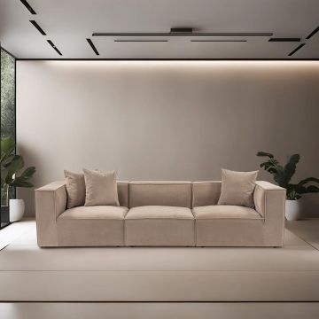 Canapea fixă 3 locuri Sora 3, Diverse culori, 270x95x65 cm - Cappuccino