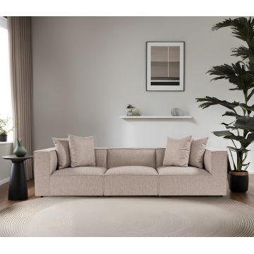 Canapea fixă 3 locuri Sora 3, Diverse culori, 270x95x65 cm - Sand beige