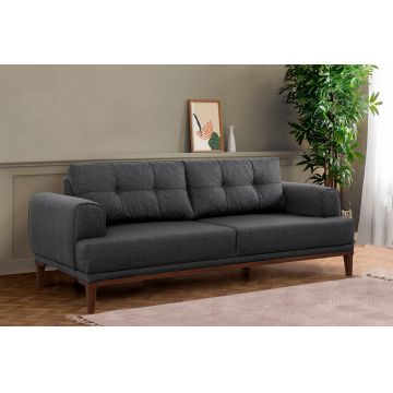 Canapea fixă 3 locuri Vina 3, Diverse culori, 223x94x82 cm - Antracit - Nuc