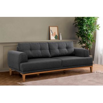 Canapea fixă 3 locuri Vina 3, Diverse culori, 223x94x82 cm - Antracit - Pin atlantic