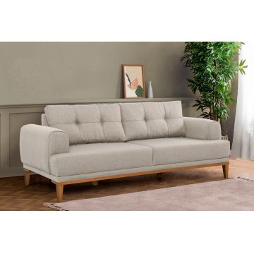 Canapea fixă 3 locuri Vina 3, Diverse culori, 223x94x82 cm - Crem - Pin atlantic
