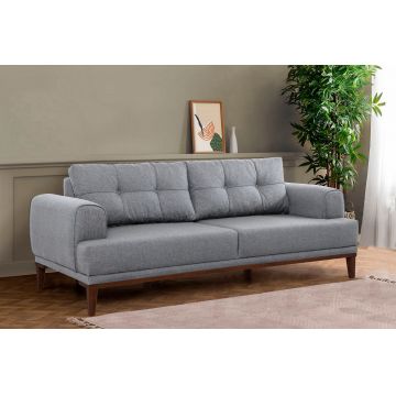 Canapea fixă 3 locuri Vina 3, Diverse culori, 223x94x82 cm - Gri - Nuc