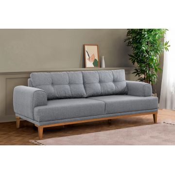 Canapea fixă 3 locuri Vina 3, Diverse culori, 223x94x82 cm - Gri - Pin atlantic