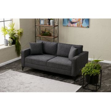 Canapea fixă Berlin, Diverse culori, Diverse configurații, Diverse dimensiuni - Antracit - Negru / 2 locuri / 180x91x83 cm
