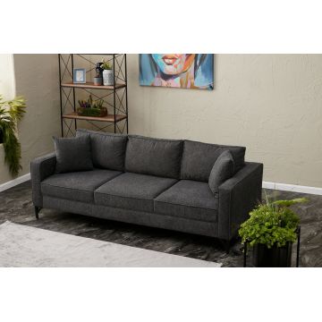 Canapea fixă Berlin, Diverse culori, Diverse configurații, Diverse dimensiuni - Antracit - Negru / 3 locuri / 220x91x83 cm