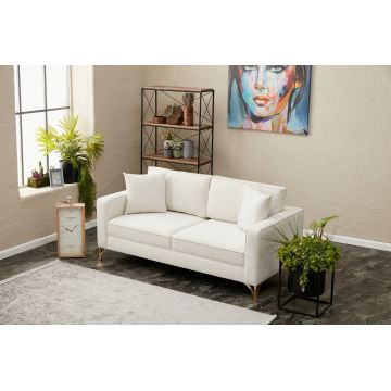 Canapea fixă Berlin, Diverse culori, Diverse configurații, Diverse dimensiuni - Crem - Auriu / 2 locuri / 180x91x83 cm