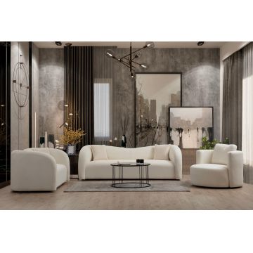 Canapea Fixa cu  2 locuri Asoste, Crem, 170 x 75 x 76 cm - Crem