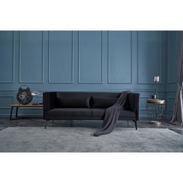 Canapea Fixa cu 3 Locuri Ardosa, 197 x 76 x 81 cm - Negru