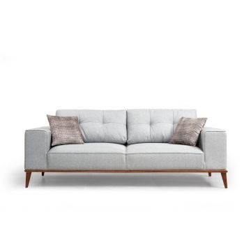 Canapea Fixa cu 3 Locuri Bellisimo, Gri, 223 x 85 x 91 cm - Gri