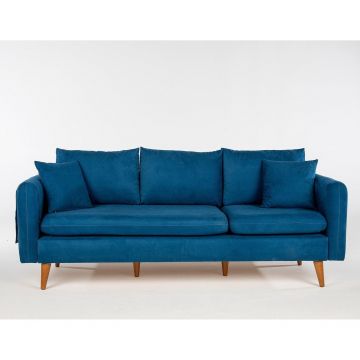 Canapea Fixa cu 3 locuri Eftal, 215 x 91 x 85 cm - Albastru