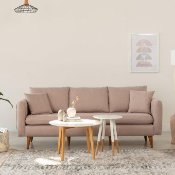 Canapea Fixa cu 3 locuri Eftal, 215 x 91 x 85 cm - Bej