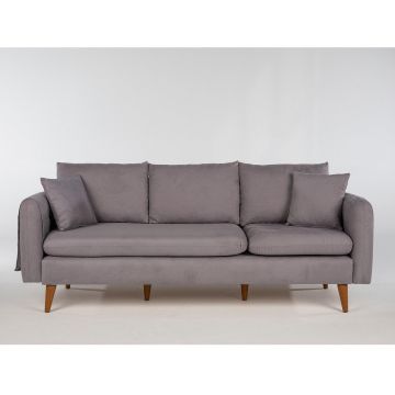 Canapea Fixa cu 3 locuri Eftal, 215 x 91 x 85 cm - Gri
