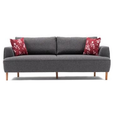 Canapea Fixa cu 3 Locuri Felix, 230 x 90 x 98 cm - Gri Inchis