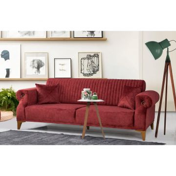 Canapea Fixa cu  3 locuri Mertens , Rosu bordo, 100x85x230 cm - Multicolor