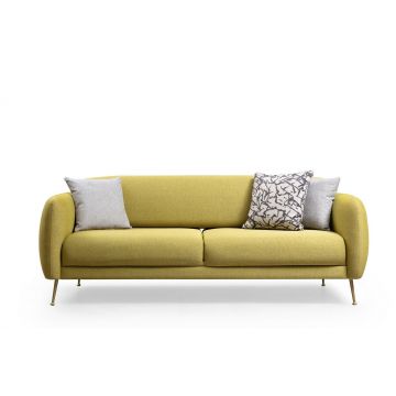 Canapea Fixa cu 3 Locuri Sevilla, 214 x 85 x 98 cm - Galben