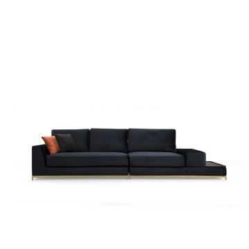 Canapea Fixa cu 4 Locuri Line, 320 x 84 x 102 cm - Negru