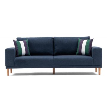 Canapea fixă Franz, Diverse culori, Diverse configurații, Diverse dimensiuni - Albastru închis / 3 locuri / 220x82x87 cm