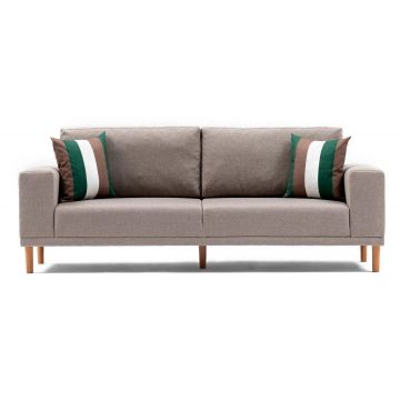 Canapea fixă Franz, Diverse culori, Diverse configurații, Diverse dimensiuni - Crem / 3 locuri / 220x82x87 cm