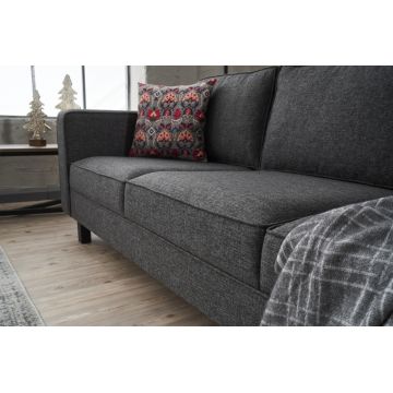 Canapea fixă Kale Linen, Diverse culori, Diverse configurații, Diverse dimensiuni - Antracit / 3 locuri / 222x91x83 cm