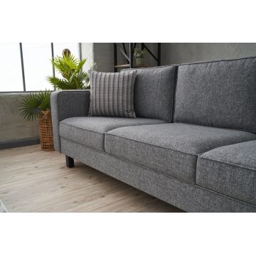 Canapea fixă Kale Linen, Diverse culori, Diverse configurații, Diverse dimensiuni - Gri / 3 locuri / 222x91x83 cm