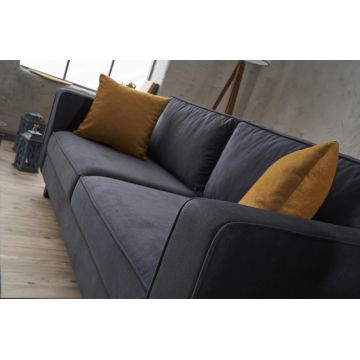 Canapea fixă Kale Velvet, Diverse culori, Diverse configurații, Diverse dimensiuni - Antracit / 2 locuri / 180x91x83 cm