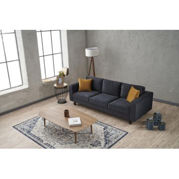 Canapea fixă Kale Velvet, Diverse culori, Diverse configurații, Diverse dimensiuni - Antracit / 3 locuri / 222x91x83 cm