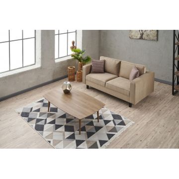 Canapea fixă Kale Velvet, Diverse culori, Diverse configurații, Diverse dimensiuni - Crem / 2 locuri / 180x91x83 cm