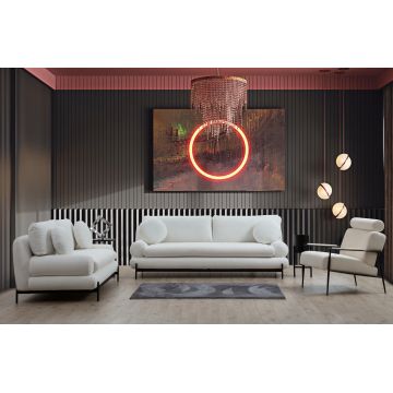 Canapea fixă Livorno, Alb, Diverse configurații, Diverse dimensiuni - 2 locuri / 188x92x85 cm