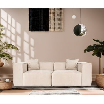 Canapea fixă Lora, Diverse culori, Diverse configurații, 108x74x65 cm - Crem / 2 locuri