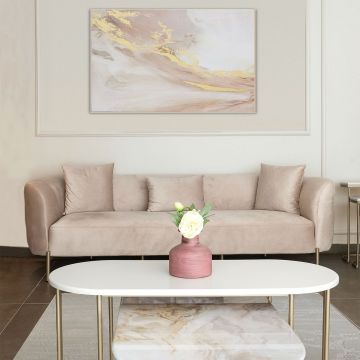 Canapea fixă Macaroon, Diverse culori, Diverse configurații, Diverse dimensiuni - Crem / 3 locuri / 228x82x70 cm