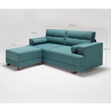 Canapea fixă Oslo, Diverse culori, Diverse configurații, 210x78x85 cm - Turcoaz / 1 bucată