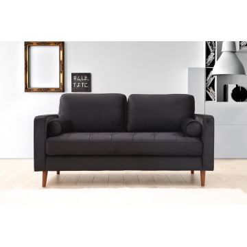 Canapea fixă Rome, Diverse culori, Diverse configurații, Ø10x70 cm - Negru - Stejar / 2 locuri