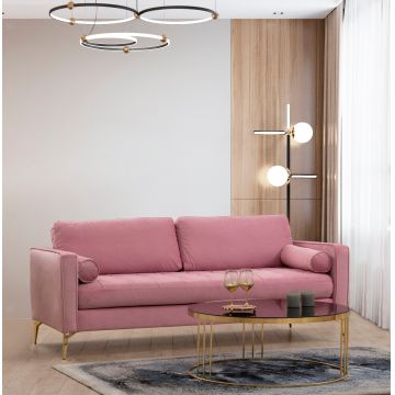 Canapea fixă Rome, Diverse culori, Diverse configurații, Ø10x70 cm - Roz pudrat / 3 locuri