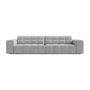 Canapea gri deschis cu tapițerie din catifea 252 cm Chicago – Cosmopolitan Design