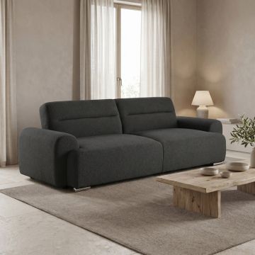 Canapea Harmonious, Stofa teddy, Antracit, 224x92x81 cm - Antracit