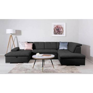 Canapea Modulară, textil, negru