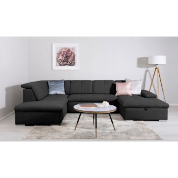 Canapea Modulară, textil, negru