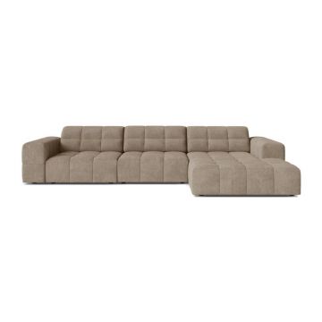Colțar bej cu tapițerie din chenille (cu colț pe partea dreaptă/cu șezlong) Chicago – Cosmopolitan Design