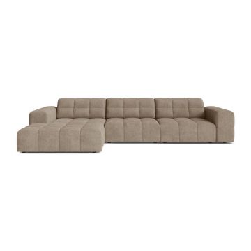 Colțar bej cu tapițerie din chenille (cu colț pe partea stângă/cu șezlong) Chicago – Cosmopolitan Design