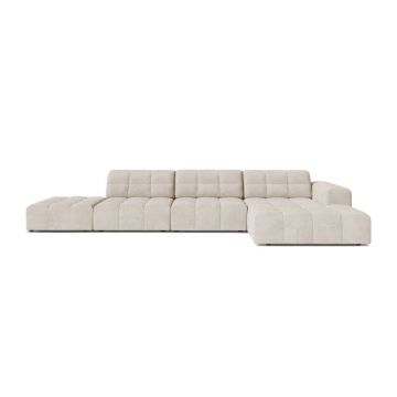 Colțar crem cu tapițerie din chenille (cu colț pe partea dreaptă/cu șezlong) Chicago – Cosmopolitan Design