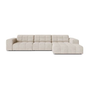 Colțar crem cu tapițerie din chenille (cu colț pe partea dreaptă/cu șezlong) Chicago – Cosmopolitan Design