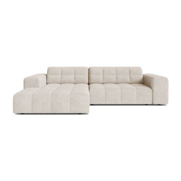 Colțar crem cu tapițerie din chenille (cu colț pe partea stângă/cu șezlong) Chicago – Cosmopolitan Design