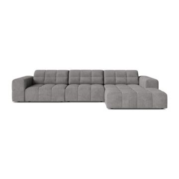Colțar gri cu tapițerie din chenille (cu colț pe partea dreaptă/cu șezlong) Chicago – Cosmopolitan Design