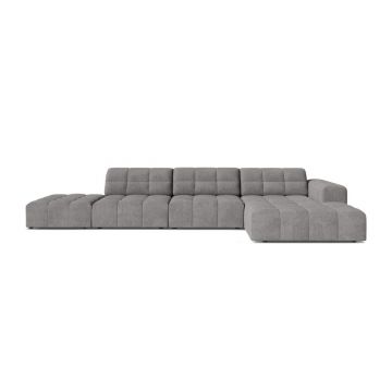 Colțar gri cu tapițerie din chenille (cu colț pe partea dreaptă/cu șezlong) Chicago – Cosmopolitan Design