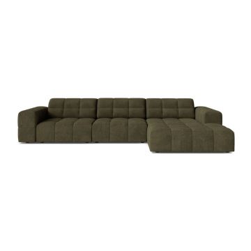 Colțar kaki cu tapițerie din chenille (cu colț pe partea dreaptă/cu șezlong) Chicago – Cosmopolitan Design