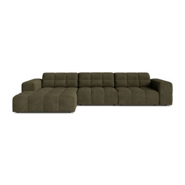 Colțar kaki cu tapițerie din chenille (cu colț pe partea stângă/cu șezlong) Chicago – Cosmopolitan Design